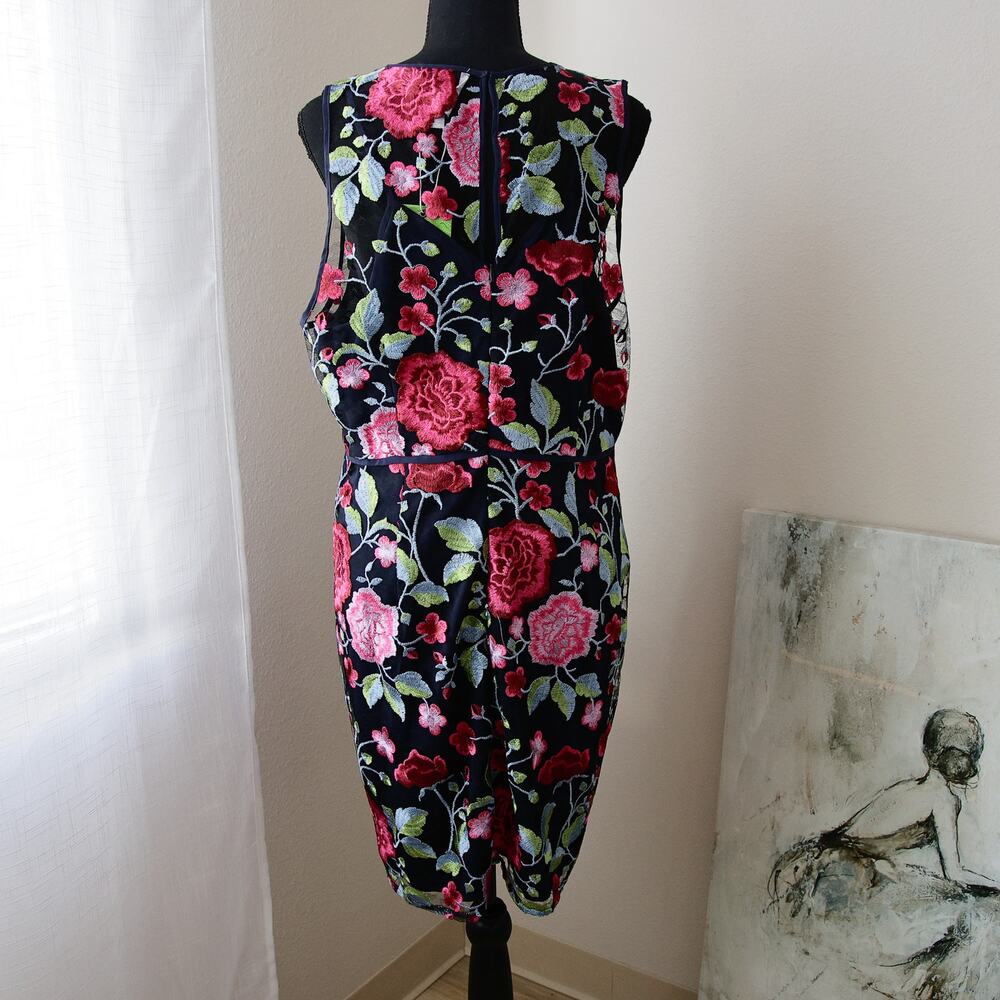 SAM EDELMAN Botanical Embroidered Sleeveless sheath Dress size 14 L NWT - Picture 7 of 11
